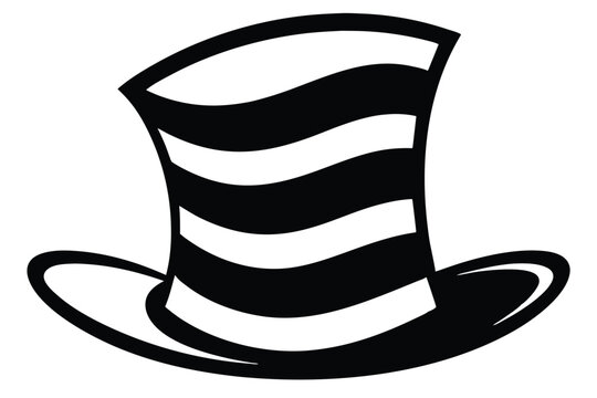 dr seuss hat icon silhouette line art vector illustration with a white background