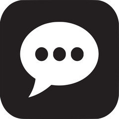 Fototapeta premium A black square with rounded corners containing a white speech bubble with three black dots inside it