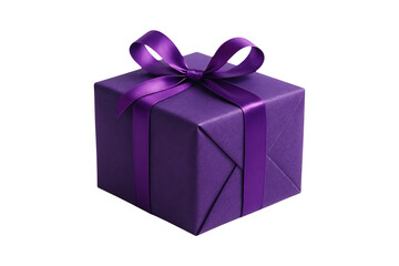 Obraz premium Purple gift box with ribbon on transparent background