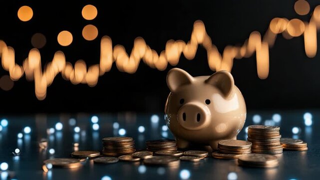 Learn how to manage money with a piggy bank and charts. Discover simple tips for saving and growing your finances over time