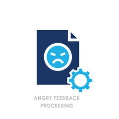 Modern Business Process Document Icon in Flat Blue Corporate Style