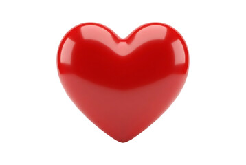 Fototapeta premium Glossy red heart shape 3D render isolated on transparent background for love romance and Valentine's Day design