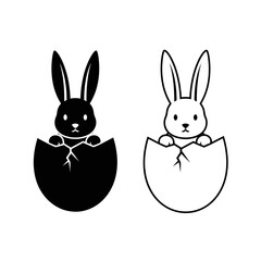 Fototapeta premium Black and white rabbit eggs easter illustration vector design Vector
