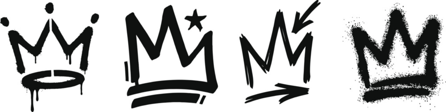 Crown icon set in urban street art style