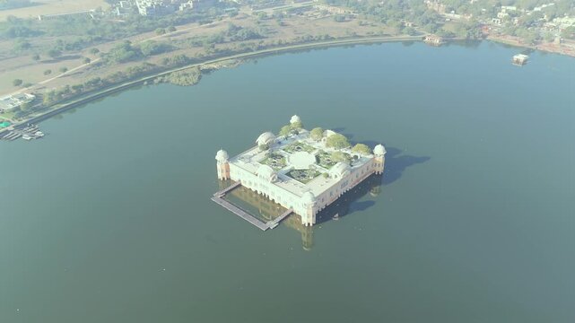 Aerial shot of Jan Mahal in Jaipur, Rajasthan, India