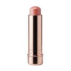 Rose gold lipstick tube with pink nude color on transparent background