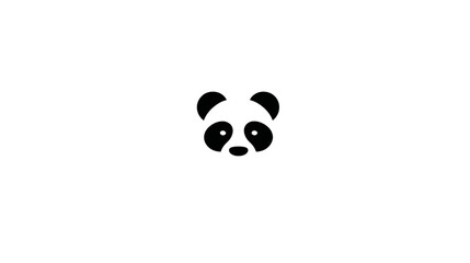 Black and white minimalist illustration of a panda's face, centered on a white background