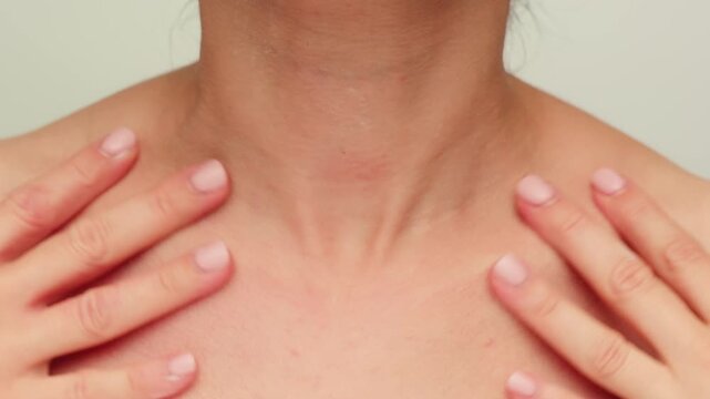Woman apply cream for hands skin, Close-up of hands with exfoliating cream, demonstrating effective skin care, soft cream foam.