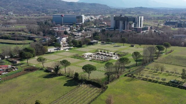 Aerial view of Colleferro Cemetery in Italy