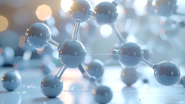 Molecular Structure: An intricate macro-view of molecular structures, their spherical forms interconnected by an array of bonds.