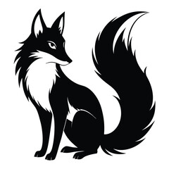 Obraz premium fox silhouette line art vector illustration with a white background