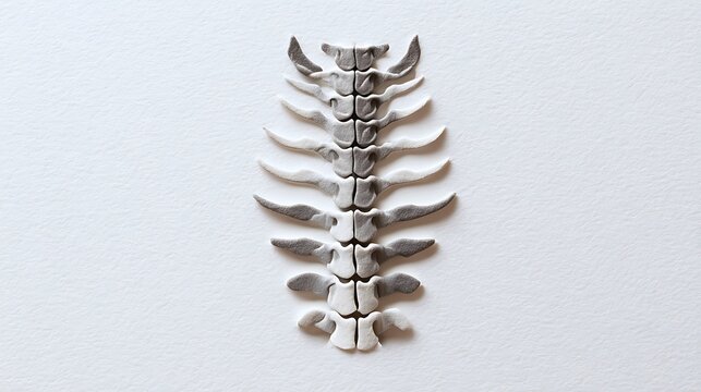 Top view of a delicate spinal column isolated on white background