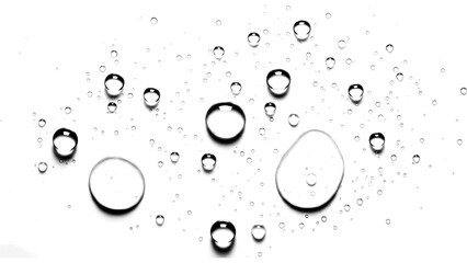 Transparent water drops, realistic rain droplets on surface, freshness, purity © Lepe PNG