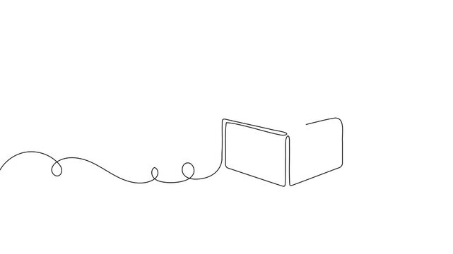 box package icon delivery line gift storage cardboard doodle continuous container. outline box package icon carton illustration warehouse cargo single parcel open post pack creative sketch product one