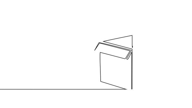 box package icon delivery line gift storage cardboard doodle continuous container. outline box package icon carton illustration warehouse cargo single parcel open post pack creative sketch product one