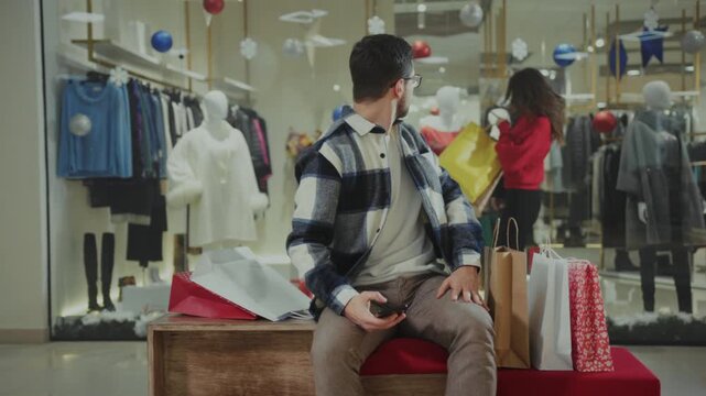 Joyful shopping reunion, Surprising encounter at store, Bright holiday scene with joyful shopping and warm smiles