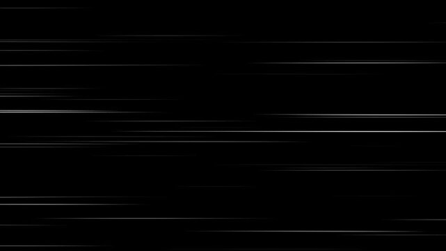 Right to Left speed lines moving with alpha channel. black anime background, manga speed line motion 4K video animation. Speed line background animation, Manga speed line movement transparent 4K