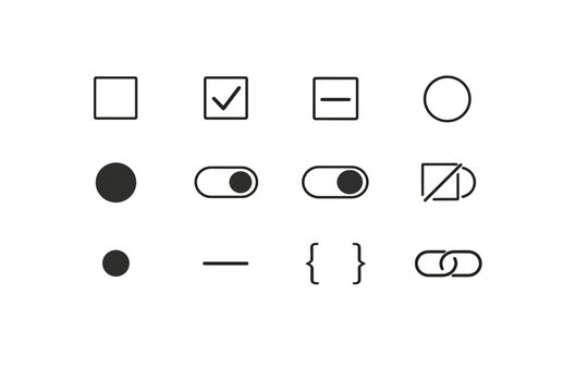 Radio simple dash toggle generation vector outline dot checkbox image icon brace