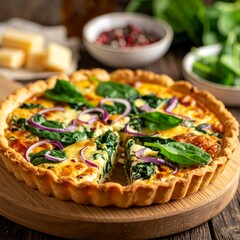 Babyspinat auf rustikalem Flammkuchen