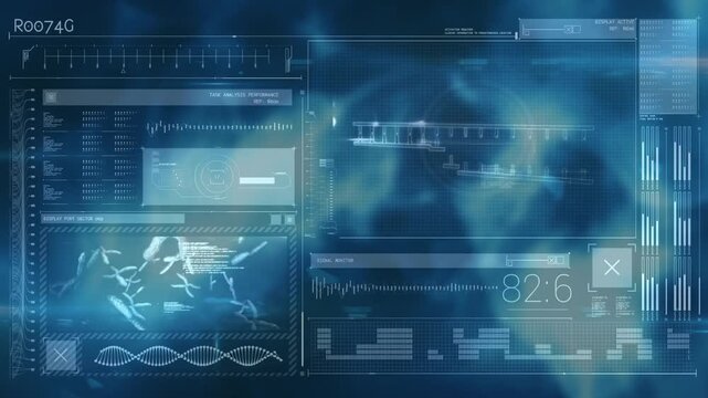 Animation of biological data processing on digital screen