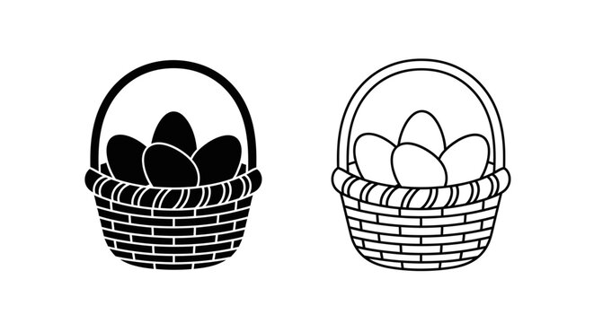 Easter basket with eggs and chocolates, easter basket with eggs Vector