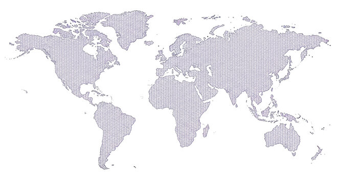 World map made of letters PNG isolated on transparent background, global communication concept for education and geography projects