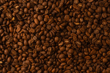 Fototapeta premium Coffee beans on a white background. Coffee beans texture.