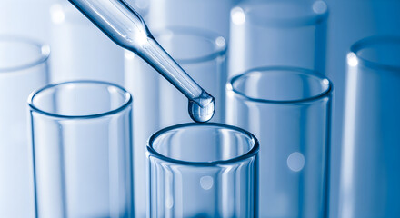 Close-up of Pipette Dropping Liquid into Test Tube