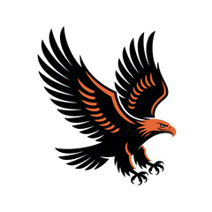 Obraz premium A stylized illustration of an eagle in flight with outstretched wings and sharp talons.