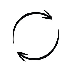 Obraz premium Hand-drawn minimalist circular refresh arrows vector illustration, sketchy reload and loop icon 