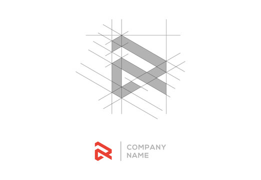 Geometric Logo Design with Construction Grid and Company Name.