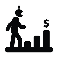Artificial Intelligence Business Growth Analytics Chart Pictogram Icon