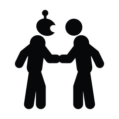 Human and Artificial Intelligence Handshake Collaboration Partnership Pictogram Icon
