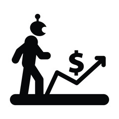 Artificial Intelligence Financial Growth Profit Increase Pictogram Icon