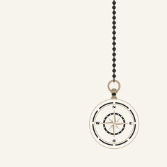 Vintage Compass Pendant Poster, Spiritual Direction Symbol Illustration, Minimalist Neutral Wall Art, Scandinavian Aesthetic Decor