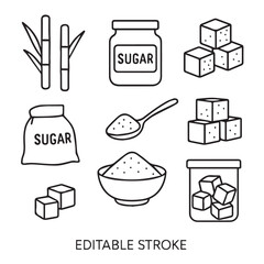 Sugar Editable Stroke Icons vector files 
