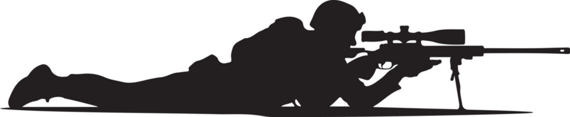 Silhouette of person lying prone with rifle and scope 1