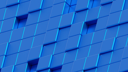 3d rendering of  blue cube tridimensional background 
