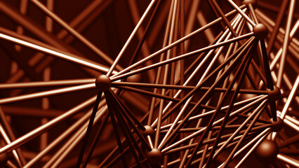 red Complex arrangement of metallic lines creates a sophisticated network, symbolizing technology and communication. The interplay of shapes highlights modern design elements. 