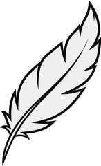 Obraz premium A light gray quill pen, with black outlines, poised on white