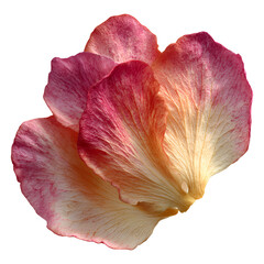 A delicate flower with vibrant pink and orange petals and a soft yellow center