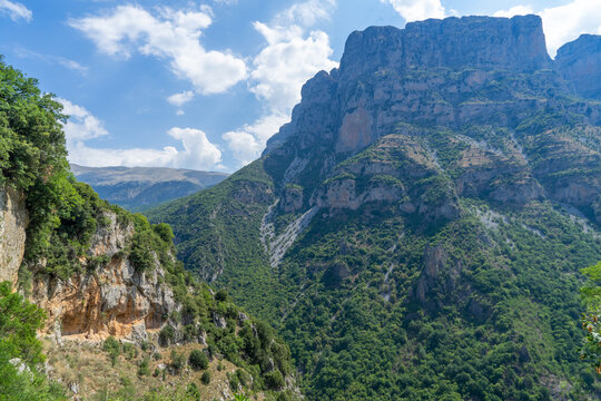 Breathtaking Summer View of Vikos Aoos Gorge, Pindus Mountains Greece