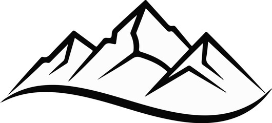 Fototapeta premium Stylized mountain range peaks rendered with thick black lines on a white background