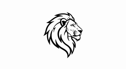 Fototapeta premium Stylized black and white profile of a lion's head with a flowing mane