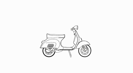 Fototapeta premium A black and white line drawing of a vintage scooter