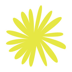 Fototapeta premium Flat Doodle Flower Illustration – Minimal Yellow Floral Icon, Simple Hand Drawn Style