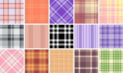 Vintage plaid pattern pack for product inserts. Retro tartan style strengthens brand tone. Vector repeats align cleanly.