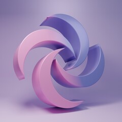 Purple Tornado icon isolated on purple background. Cyclone, whirlwind, storm funnel, hurricane wind or twister weather icon. Minimalism concept. 3D render illustration