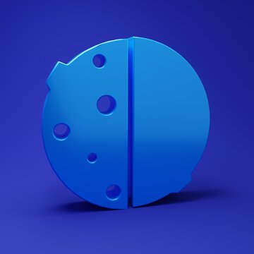 Blue Eclipse of the sun icon isolated on blue background. Total sonar eclipse. Minimalism concept. 3D render illustration