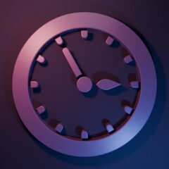 Purple Sauna clock icon isolated on purple-blue background. Sauna timer. Minimalism concept. 3D render illustration